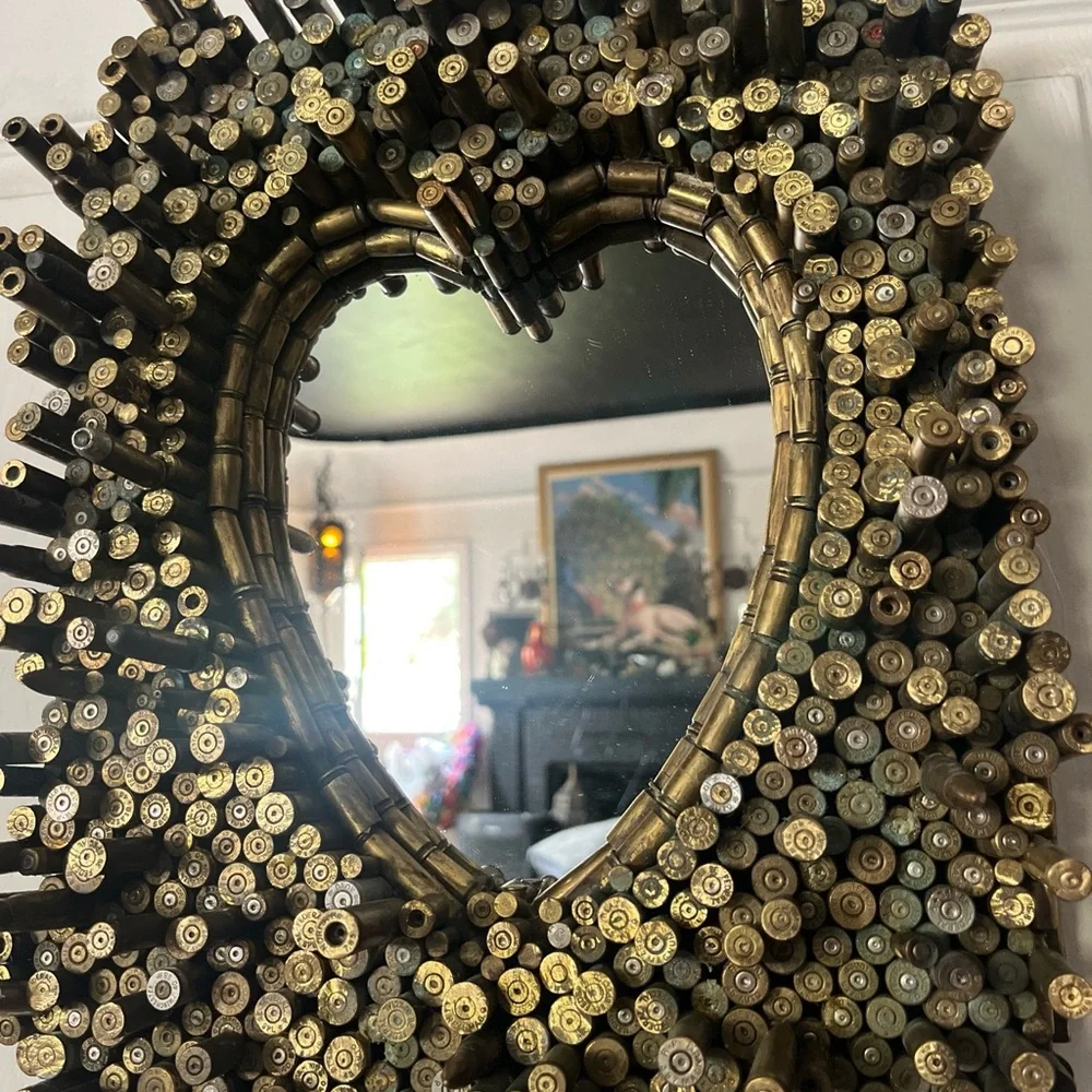 Gold Heart-Shaped Bullet Casing Wall Mirror
